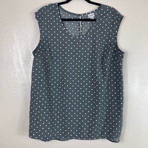 Merona gray short sleeve blouse white polka dots